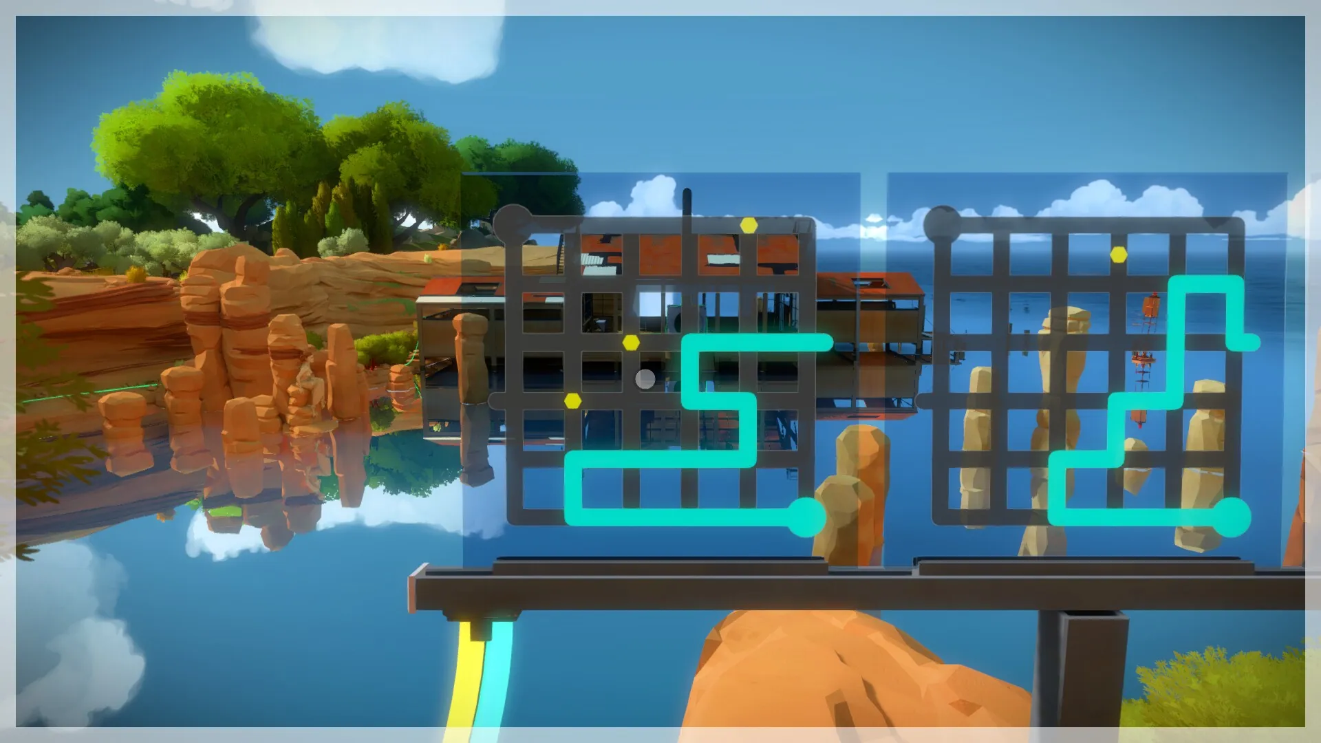 The Witness panel puzzle on a bright island